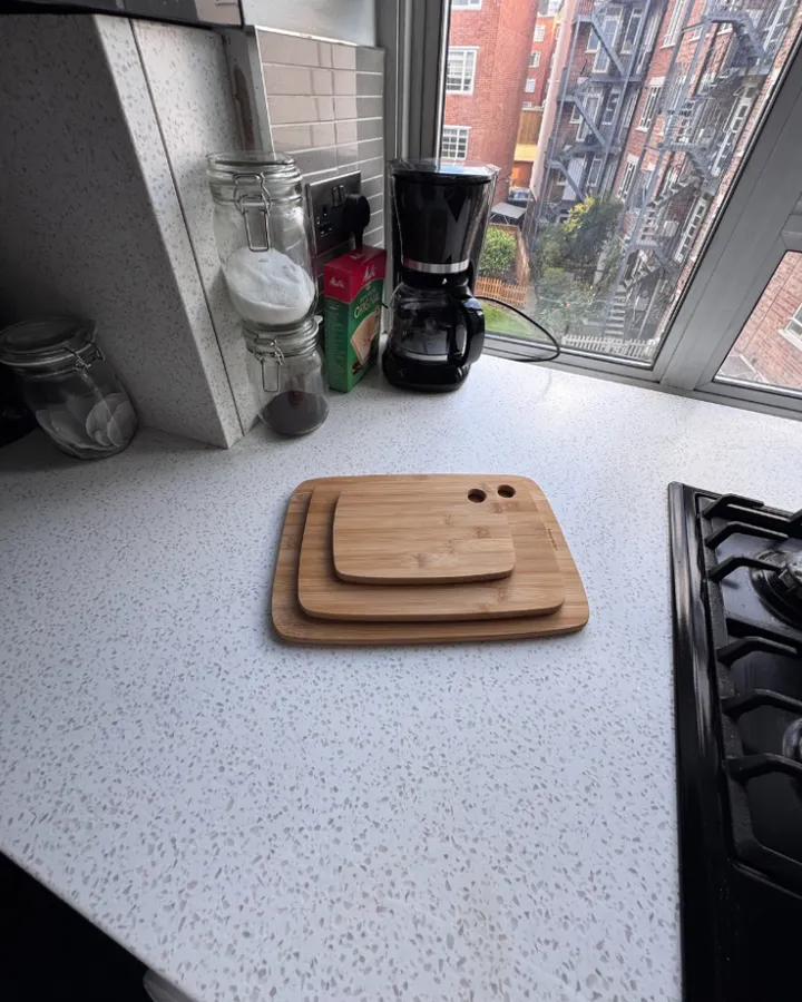 A spotless kitchen worktop after a clean